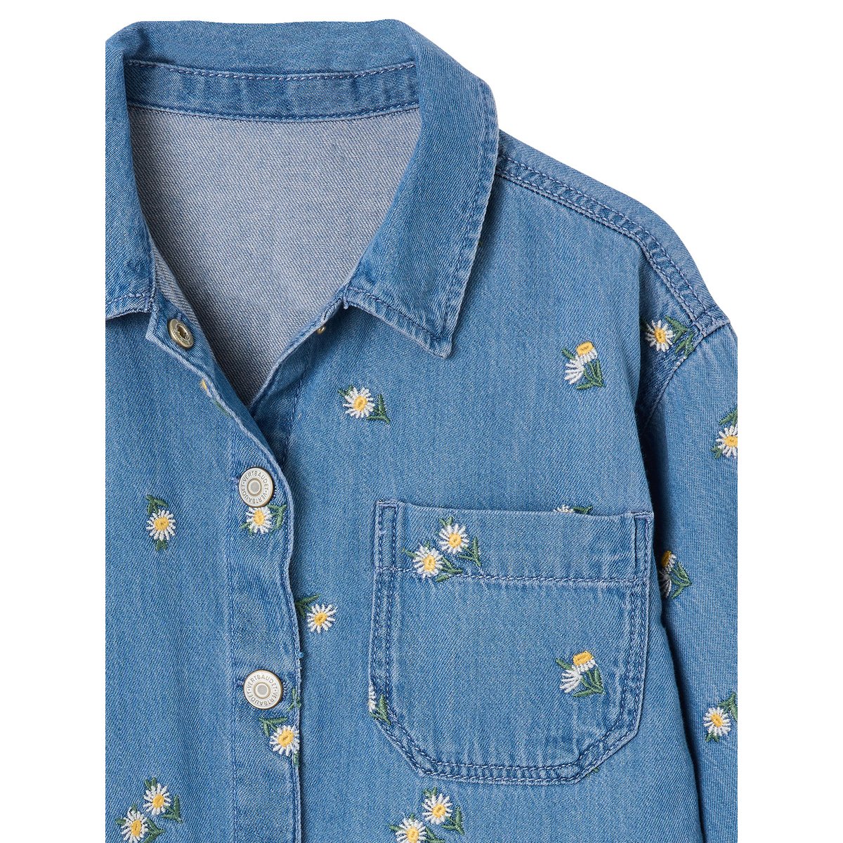 Chemise manches longues bleu jean, VERTBAUDET