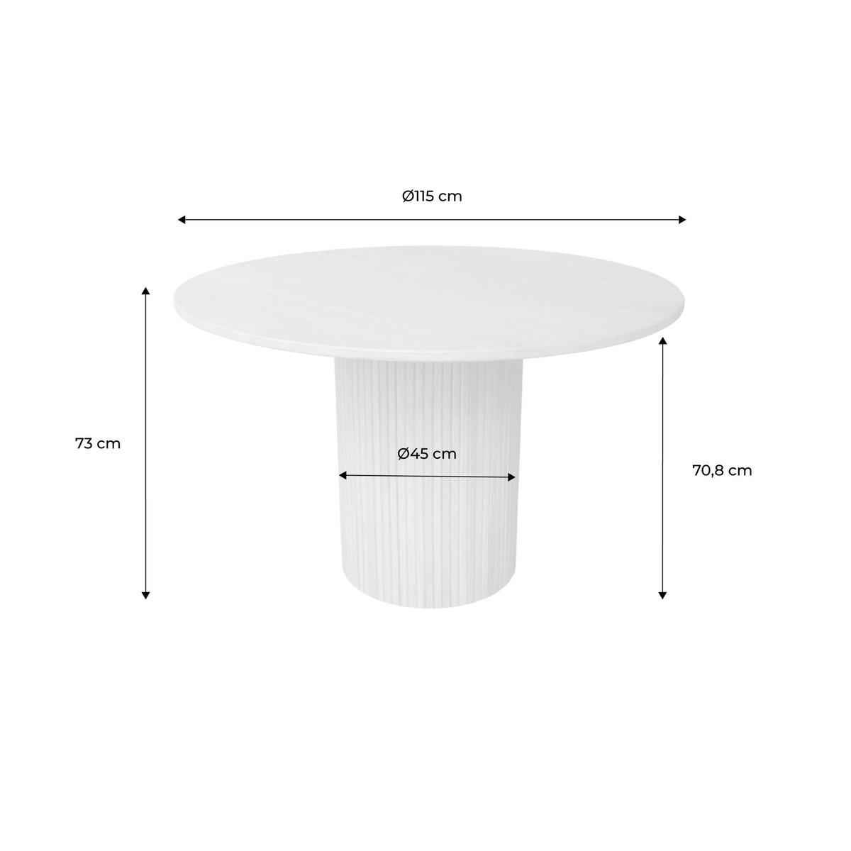 Table à manger ronde bois d'hévéa et placage chêne 4 places ESTELLE naturel, SWEEEK