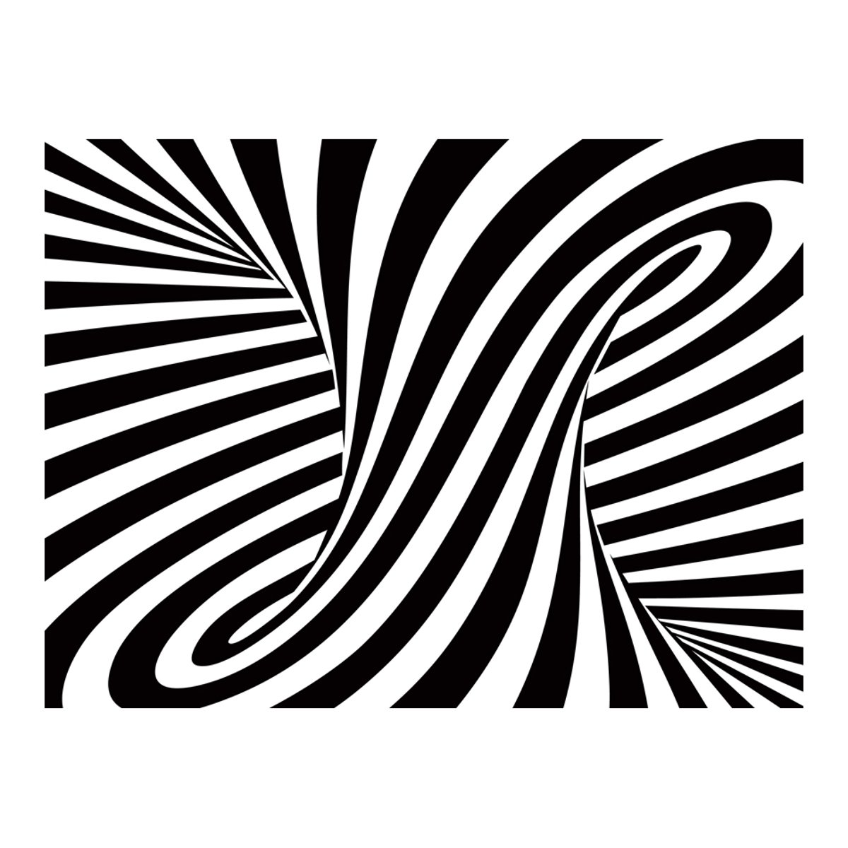 Papier peint intissé panoramique Abstractions art optique: noir et blanc noir, EDEN