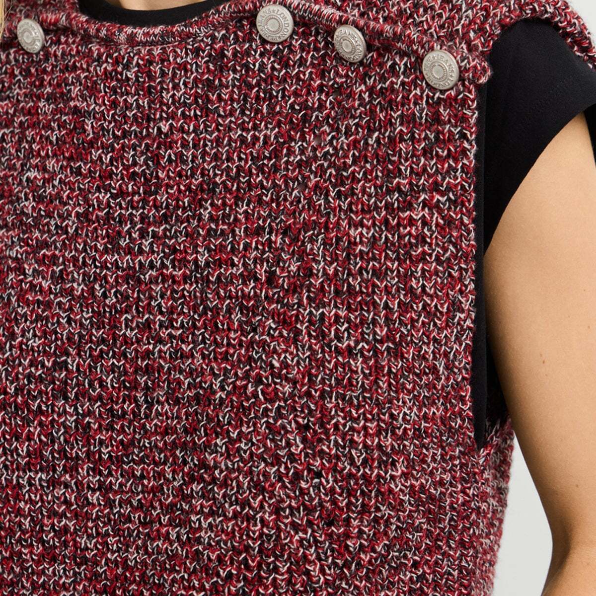 Pull Mouliné Sans Manches rouge baie, PEPE JEANS