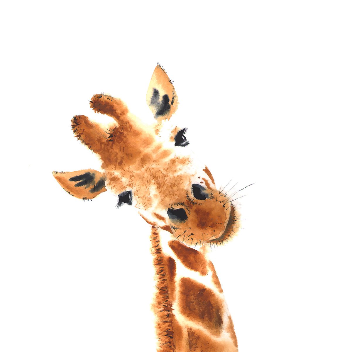Tableau dessin charmante girafe toile imprimée, HEXOA
