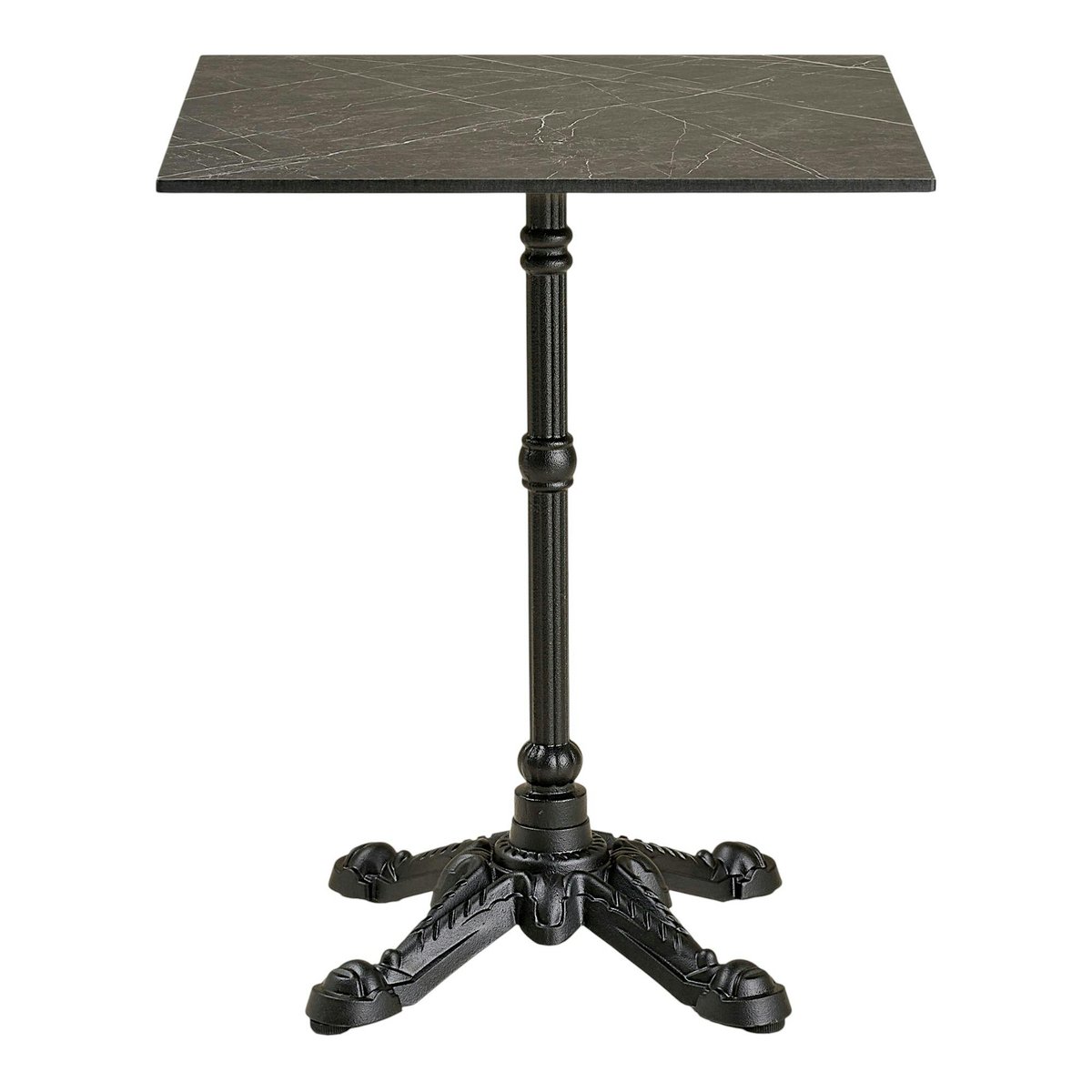 Table bistrot carrée effet marbre gris pied fonte 60 cm TORANO gris foncé, PIER IMPORT