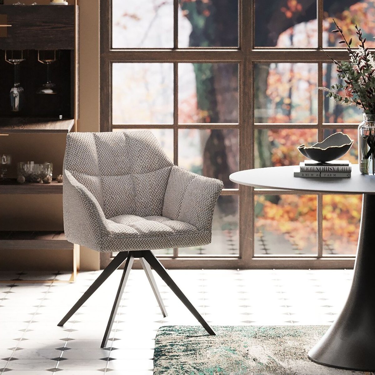Chaise avec accoudoirs pivotante, THINKTANK gris, KARE DESIGN