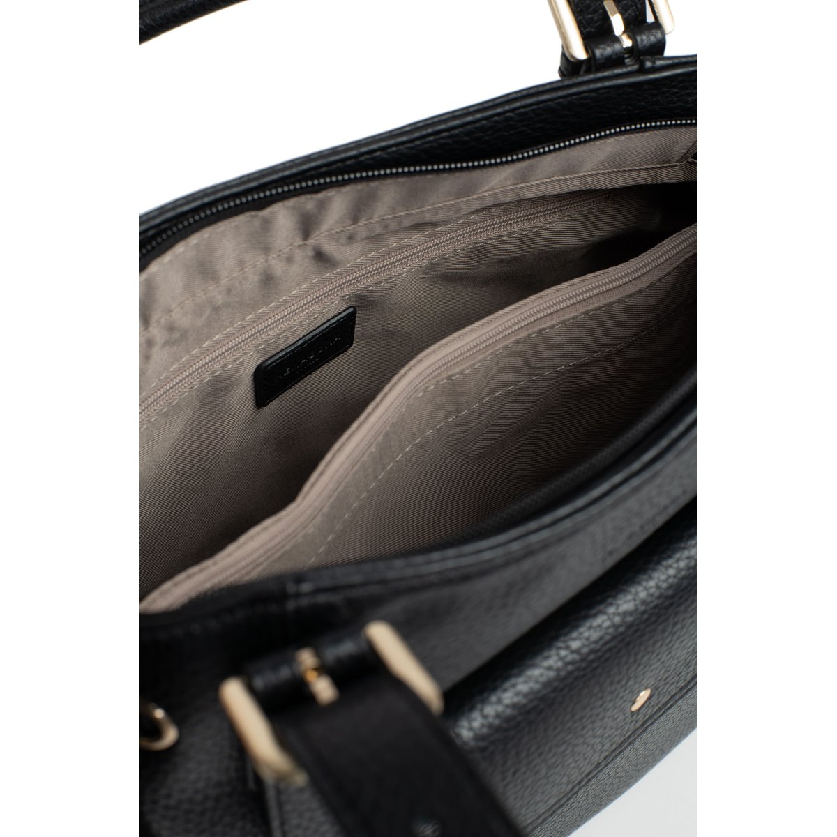 Sac porté épaule 2 anses ZORA noir, HEXAGONA