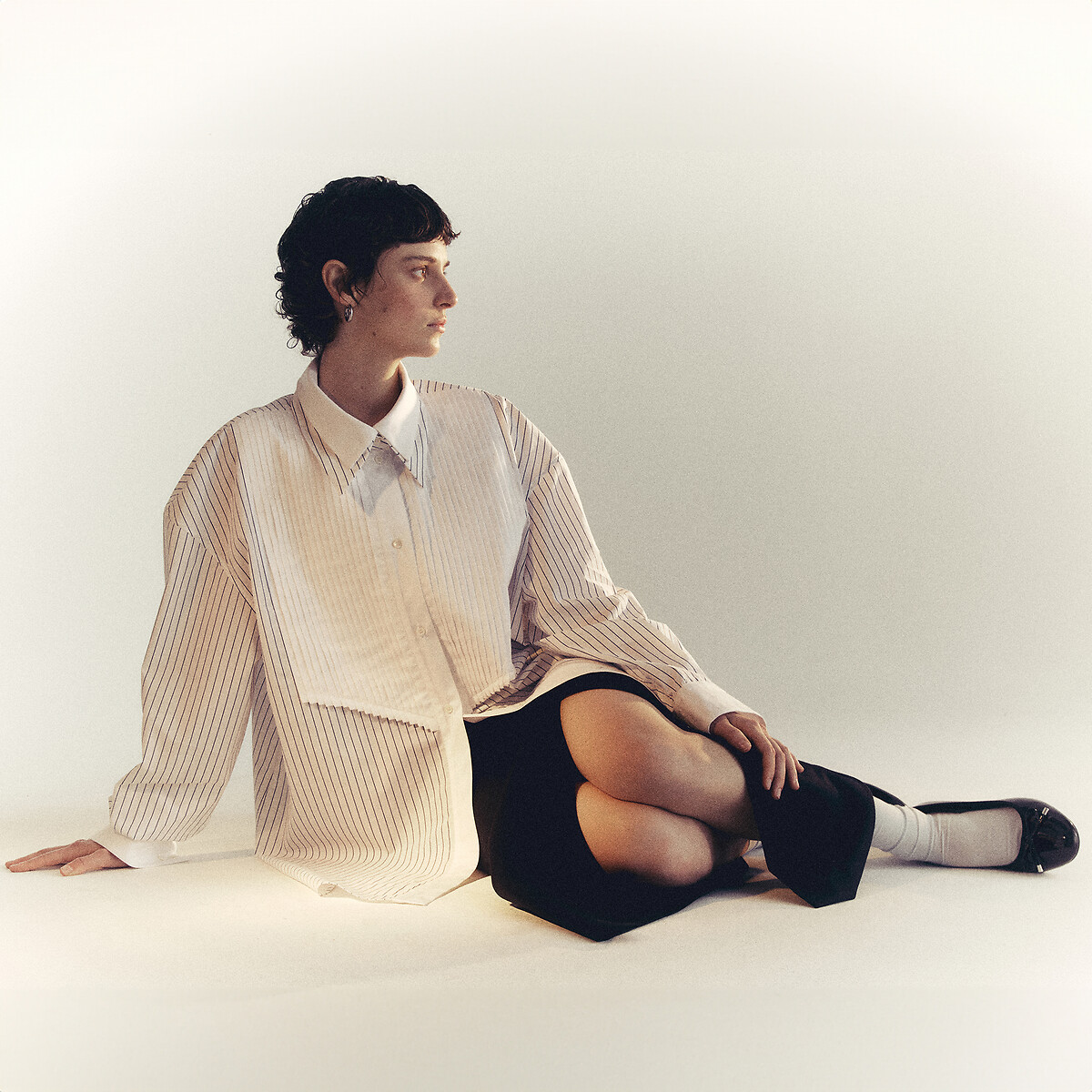 Straight Mid-Length Skirt, Made in Europe navy, JEREMY CURRAT X LA REDOUTE