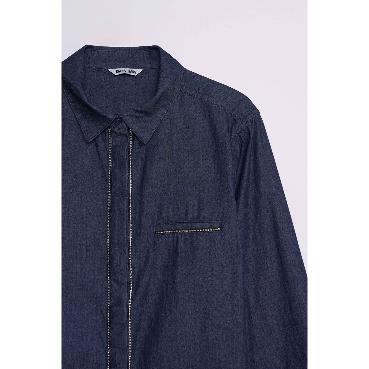 CHEMISE EN DENIM AVEC STRASS bleu foncé, SALSA JEANS