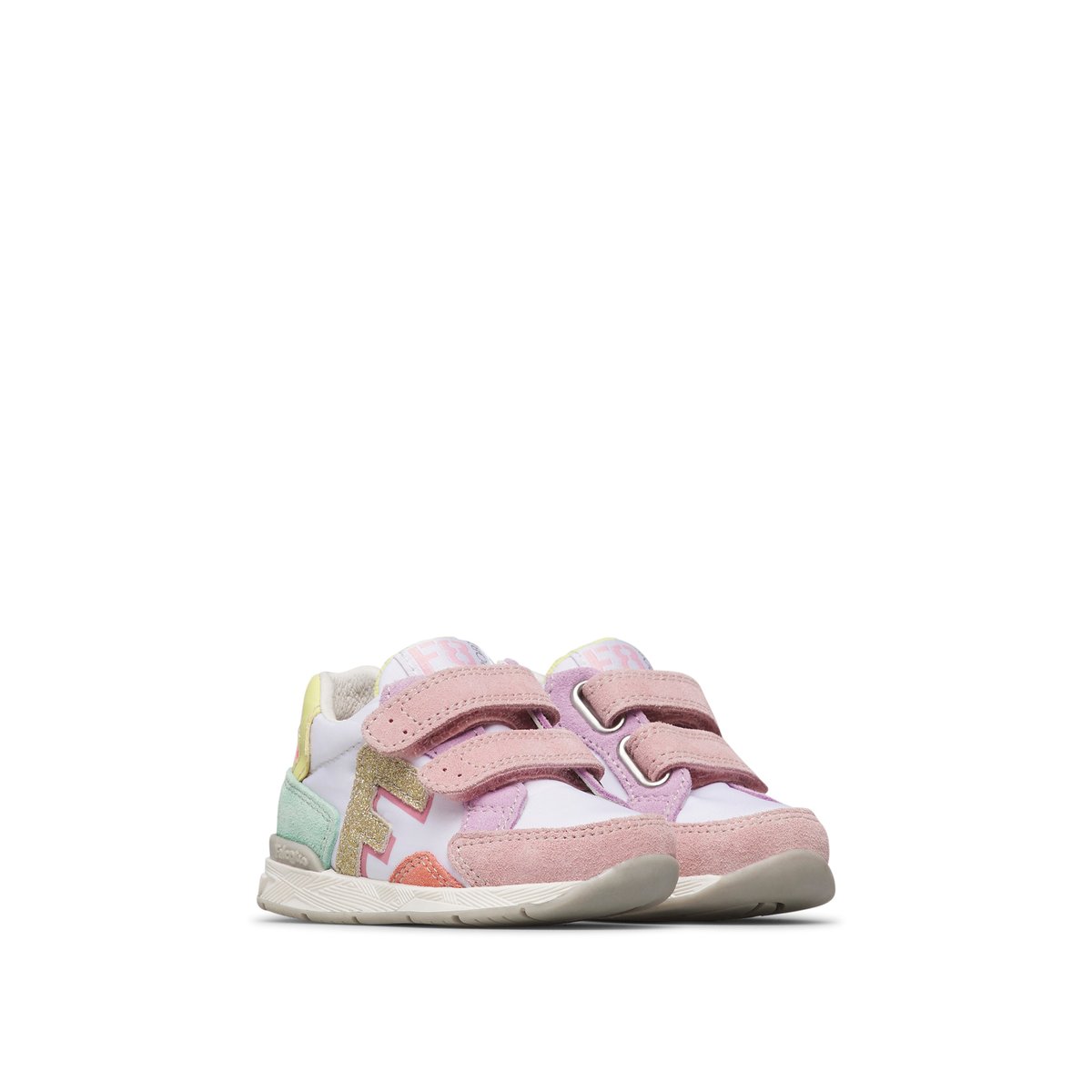 Sneakers en cuir et tissu NAERIS VL. rose-blanc, FALCOTTO