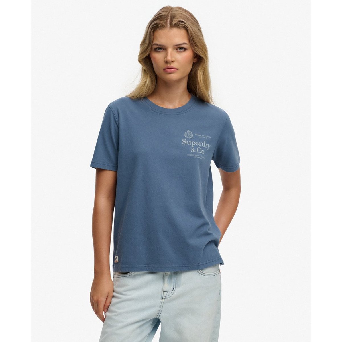 T-shirt Luxe Casual Coupe Décontractée indigo vintage, SUPERDRY