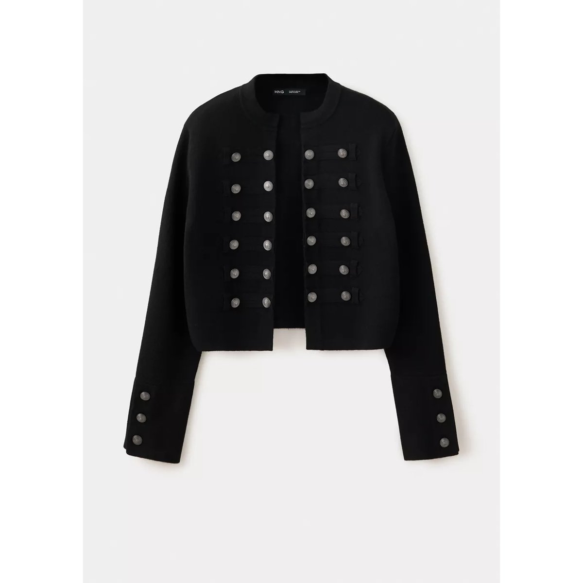 Veste en maille fine avec boutons noir, MANGO