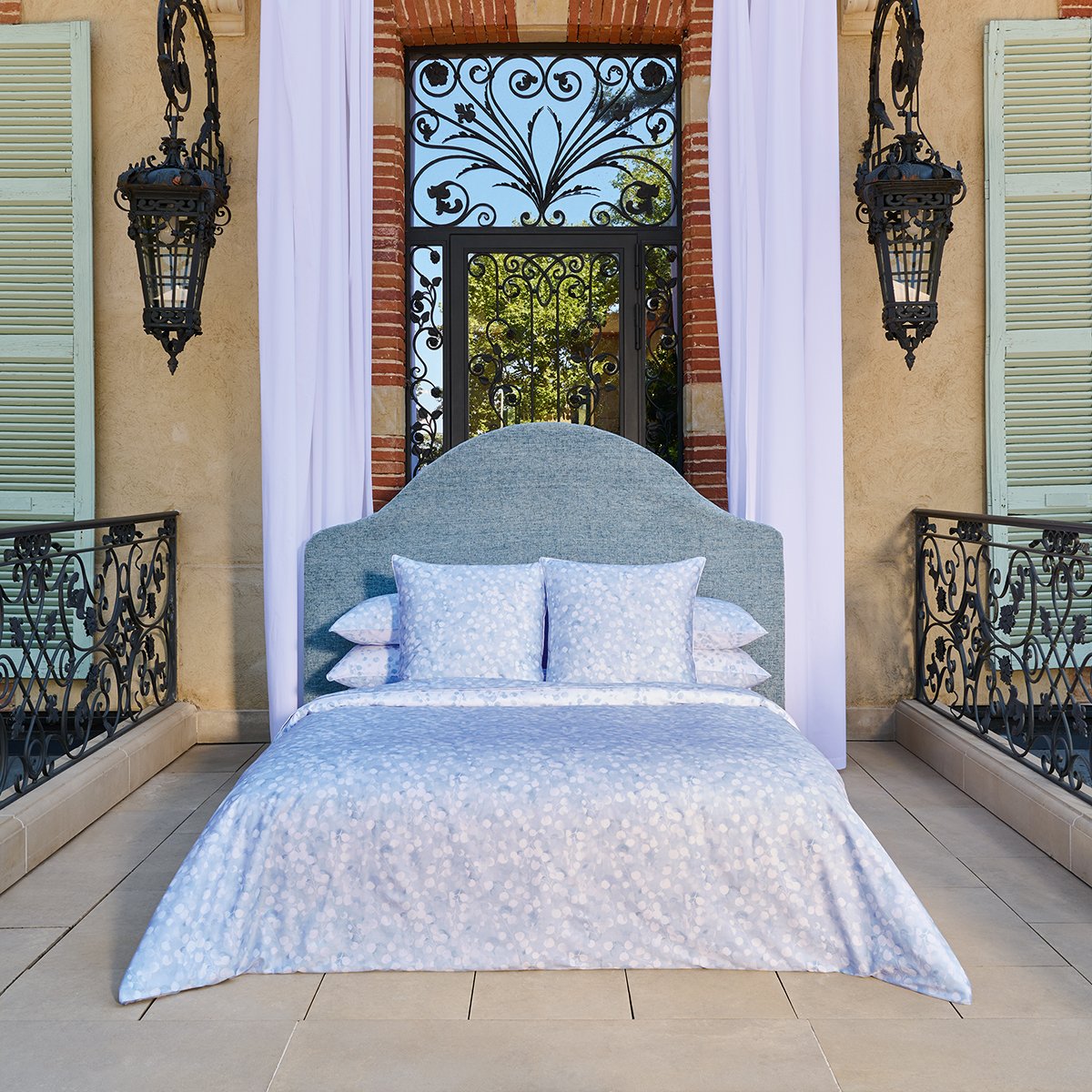 Drap Housse ROSÉE rosée bleu, ANNE DE SOLENE