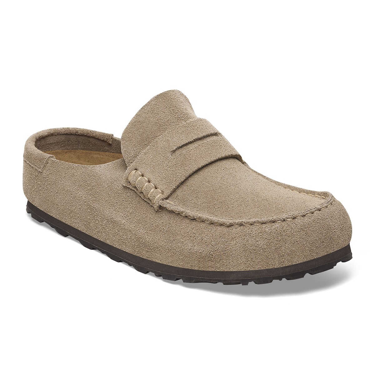 Sabot in pelle scamosciata NAPLES WRAPPED beige, BIRKENSTOCK