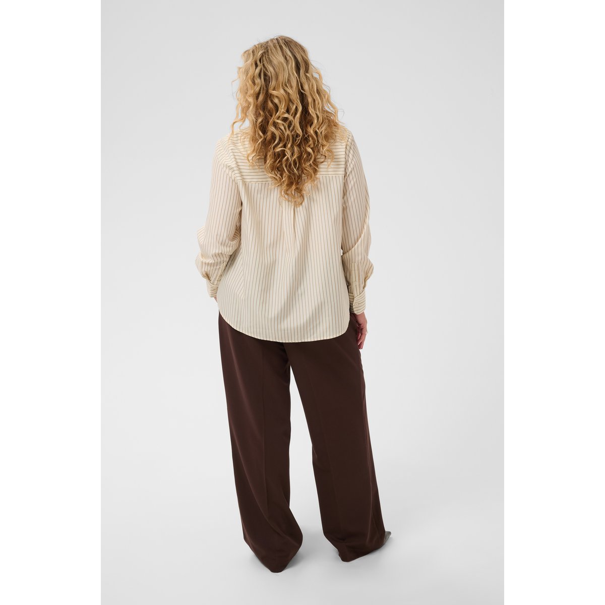 Chemise à manches longues blanc white/caramel stripe, KAFFE CURVE