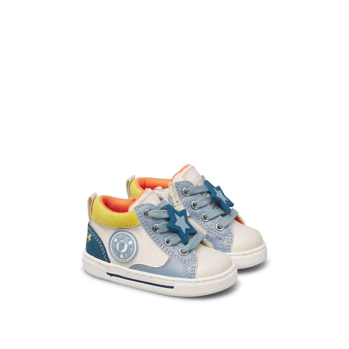 Sneakers en écopelle et tissu SHIN ZIP. blanc-bleu clair-, FALCOTTO