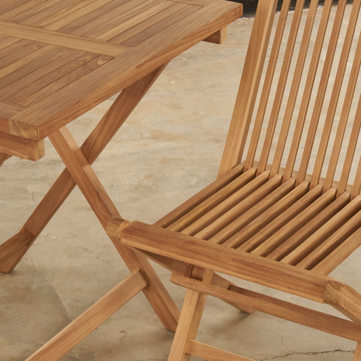 Ensemble table et 2 chaises de jardin en teck Harry naturel, WANDA COLLECTION