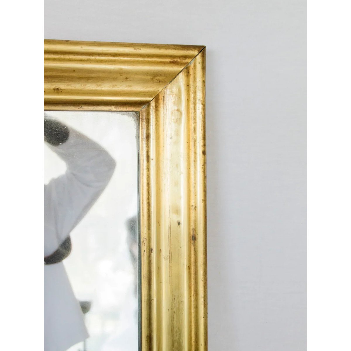 Miroir en chêne et laiton Georges N°1107 - Bon état doré, DEBONGOUT