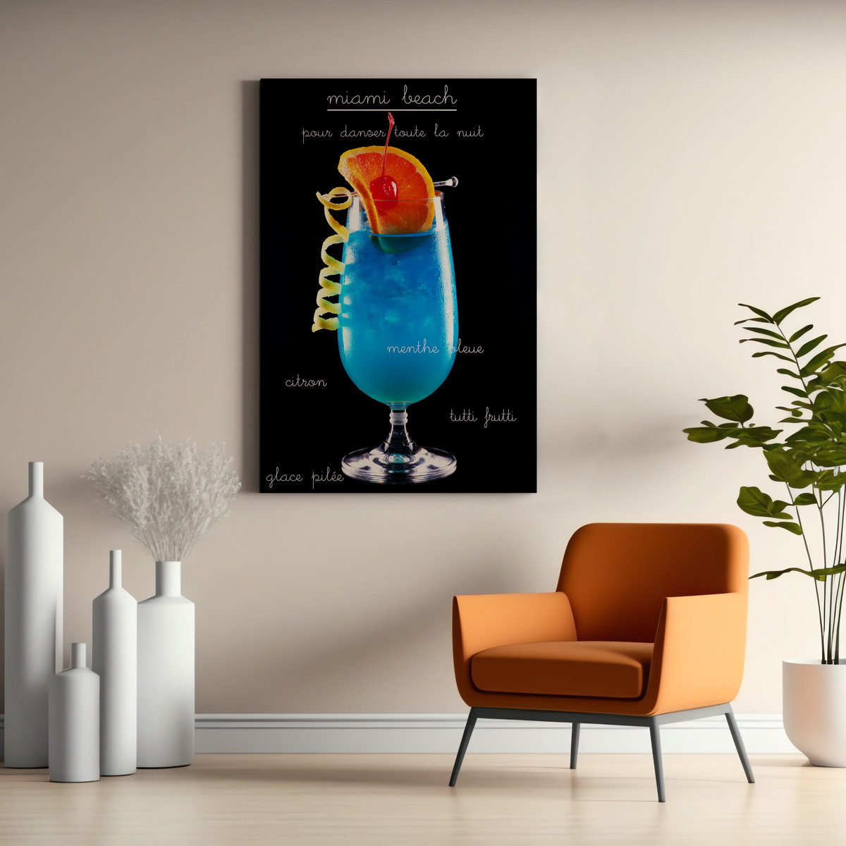 Tableau Sur Verre Cocktail Miami 30x45 Cm COCKTAIL tableau en verre, CEANOTHE