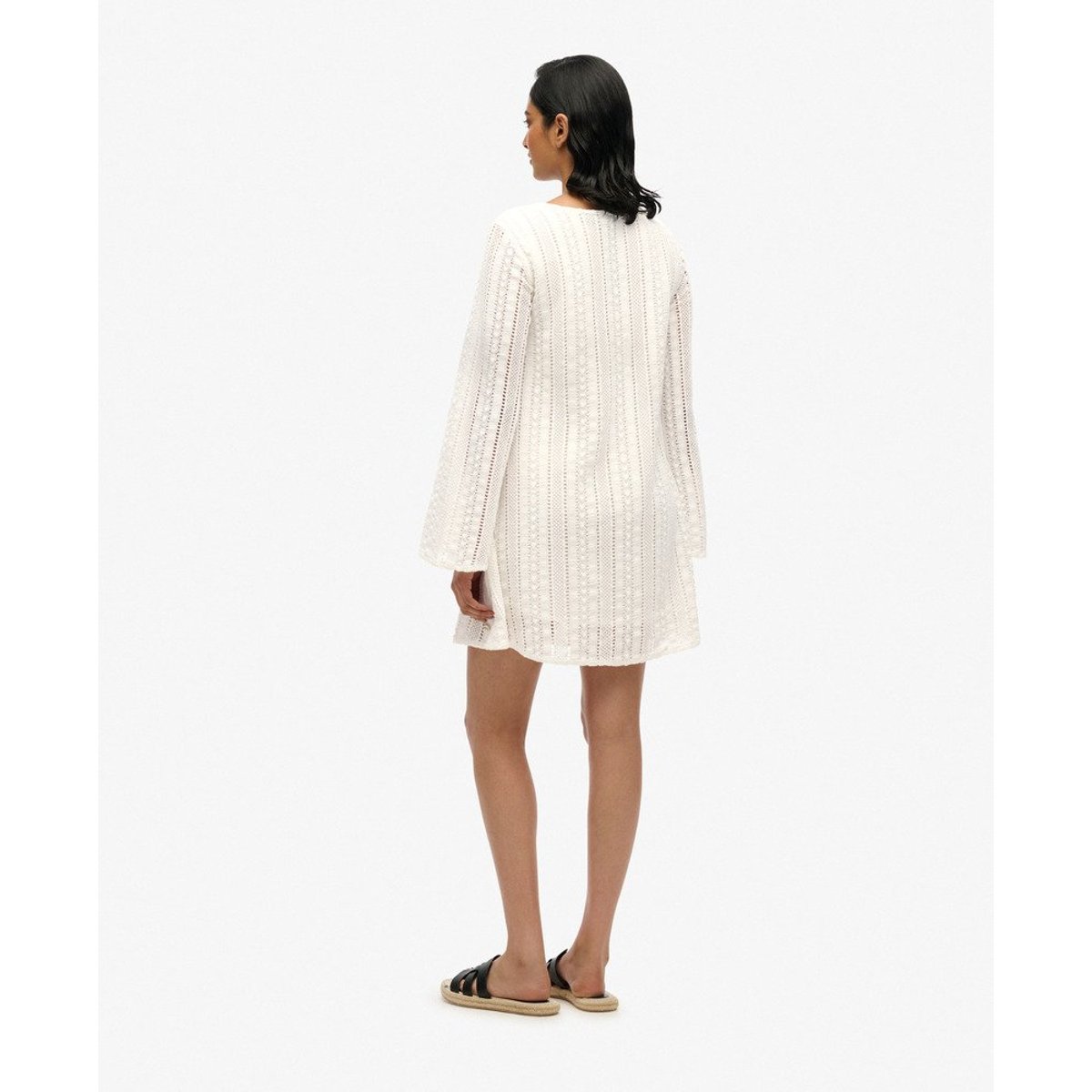 Robe courte en dentelle Ibiza blanc cassé, SUPERDRY