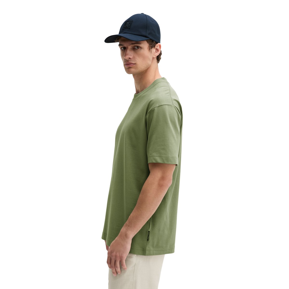 T-shirt loose en jersey de coton bio épais vert, MARC O'POLO
