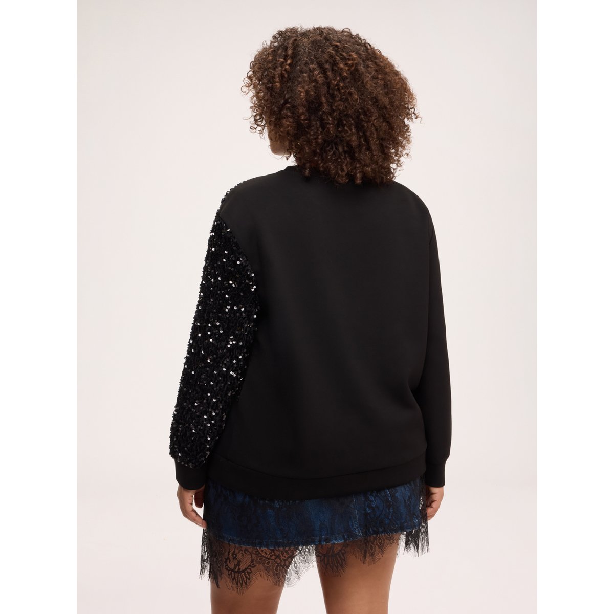 Sweat avec maxi étoile en paillettes noir, FIORELLA RUBINO