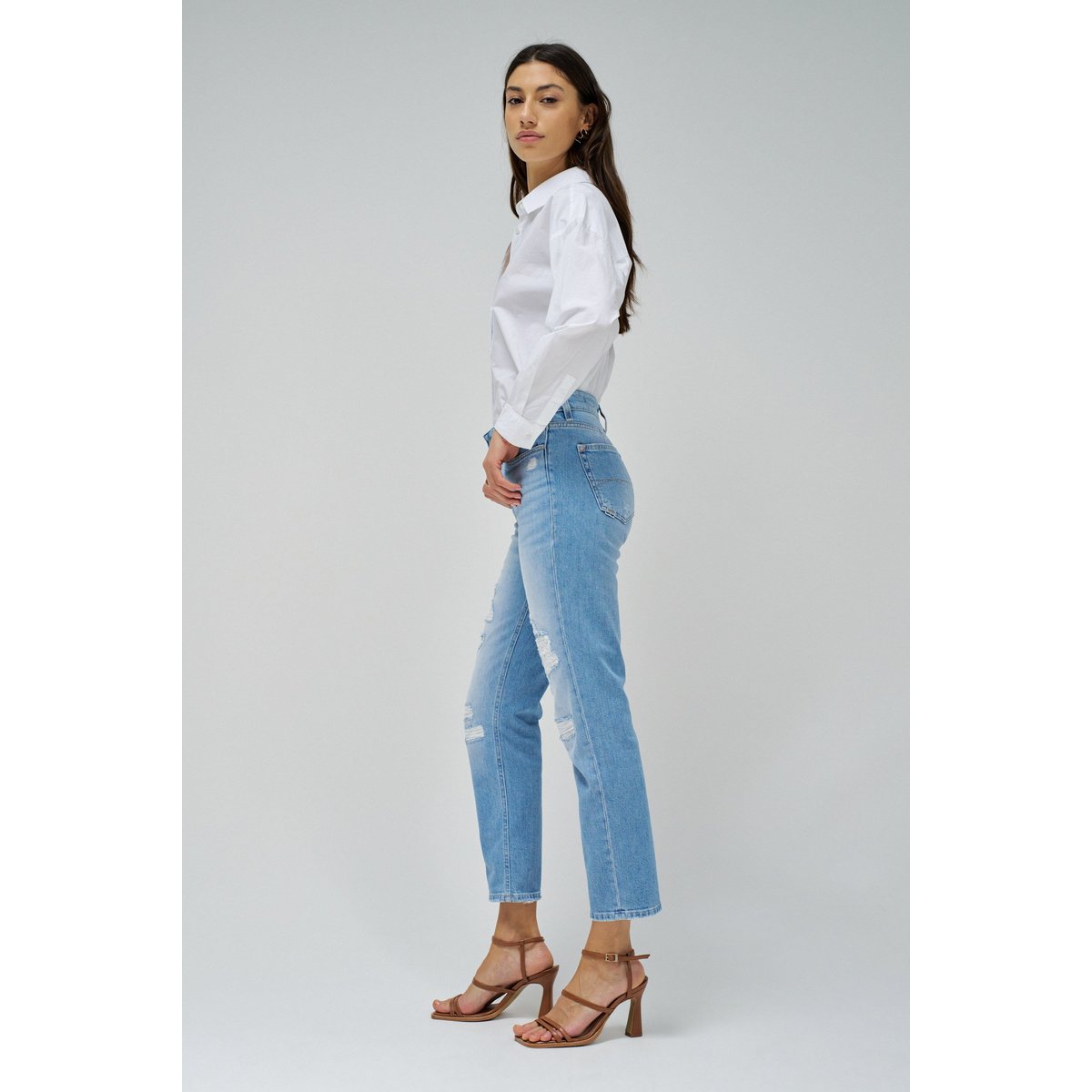 JEAN TRUE CROPPED SLIM AVEC DÉCHIRURES bleu, SALSA JEANS