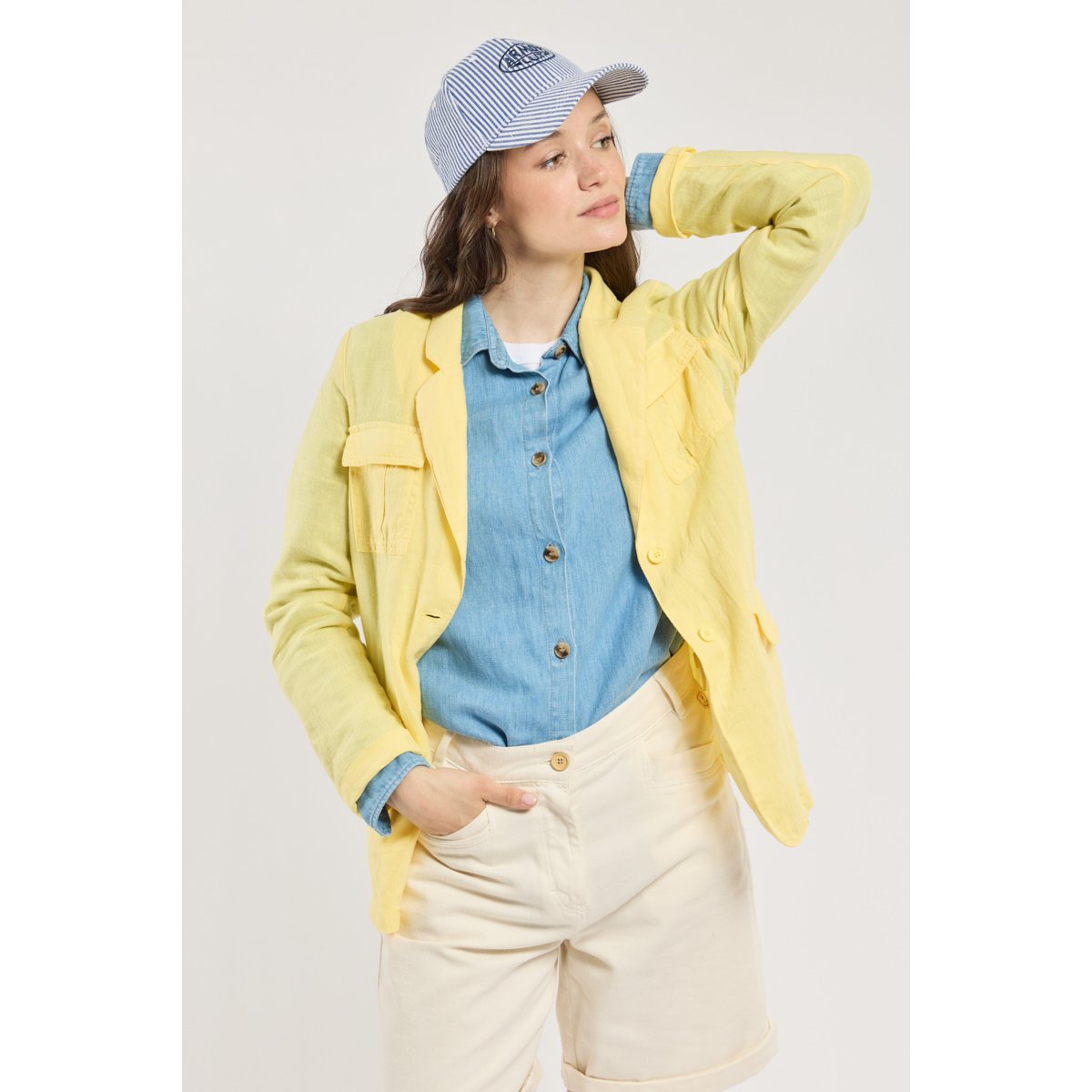 Veste saharienne en lin Sienna paille, TERRE & MER