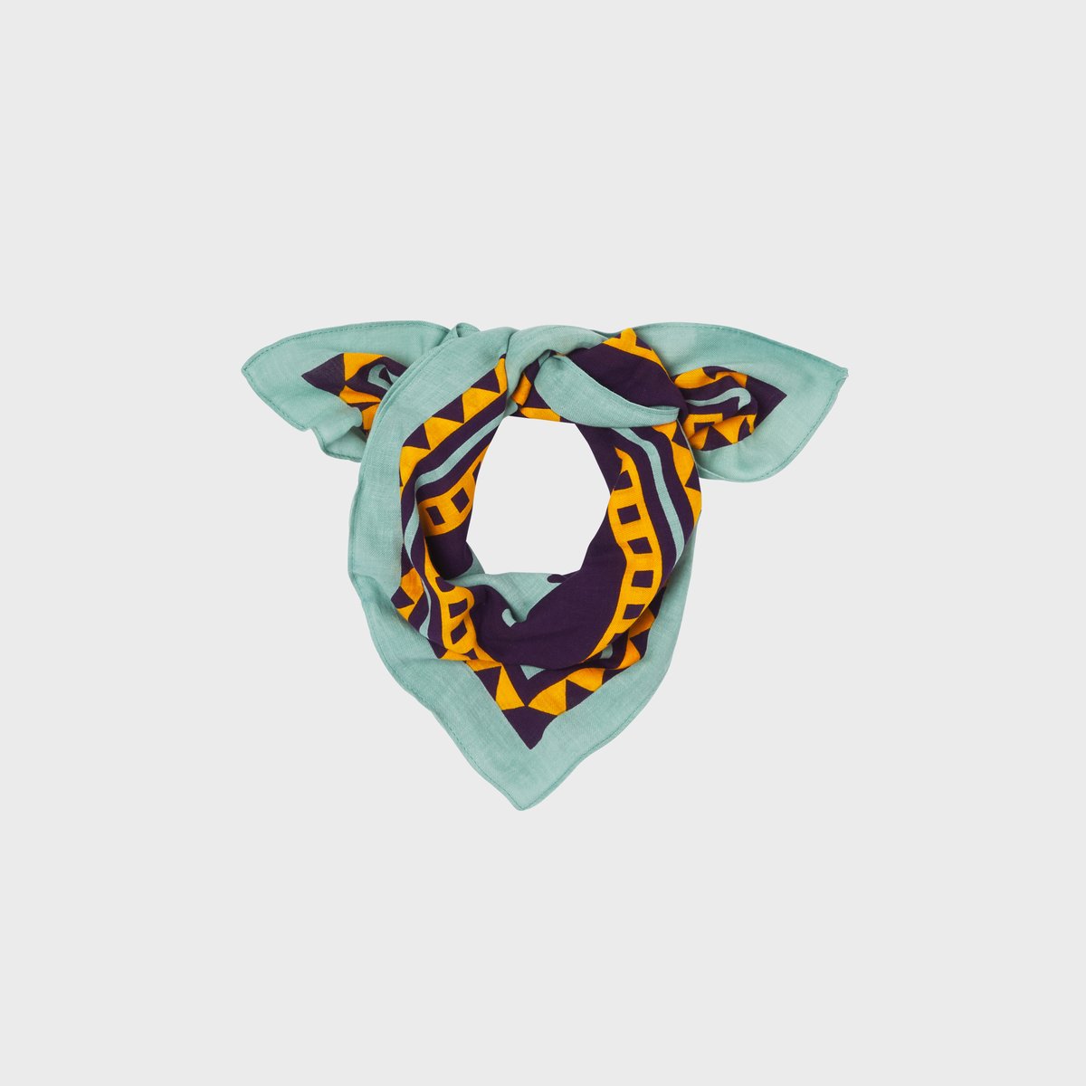 Petit foulard en coton biologique PAOLA turquoise et violet, BILLYBELT