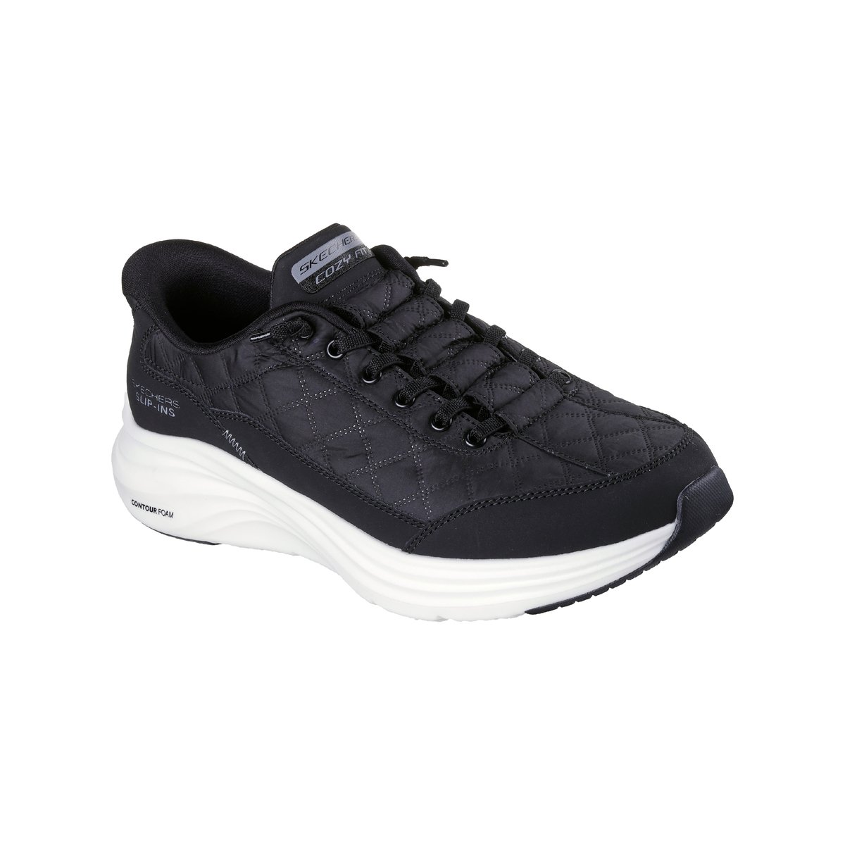Baskets Skechers Slip-Ins: Contour Foam blanches et à slip-on noir - blanc, SKECHERS