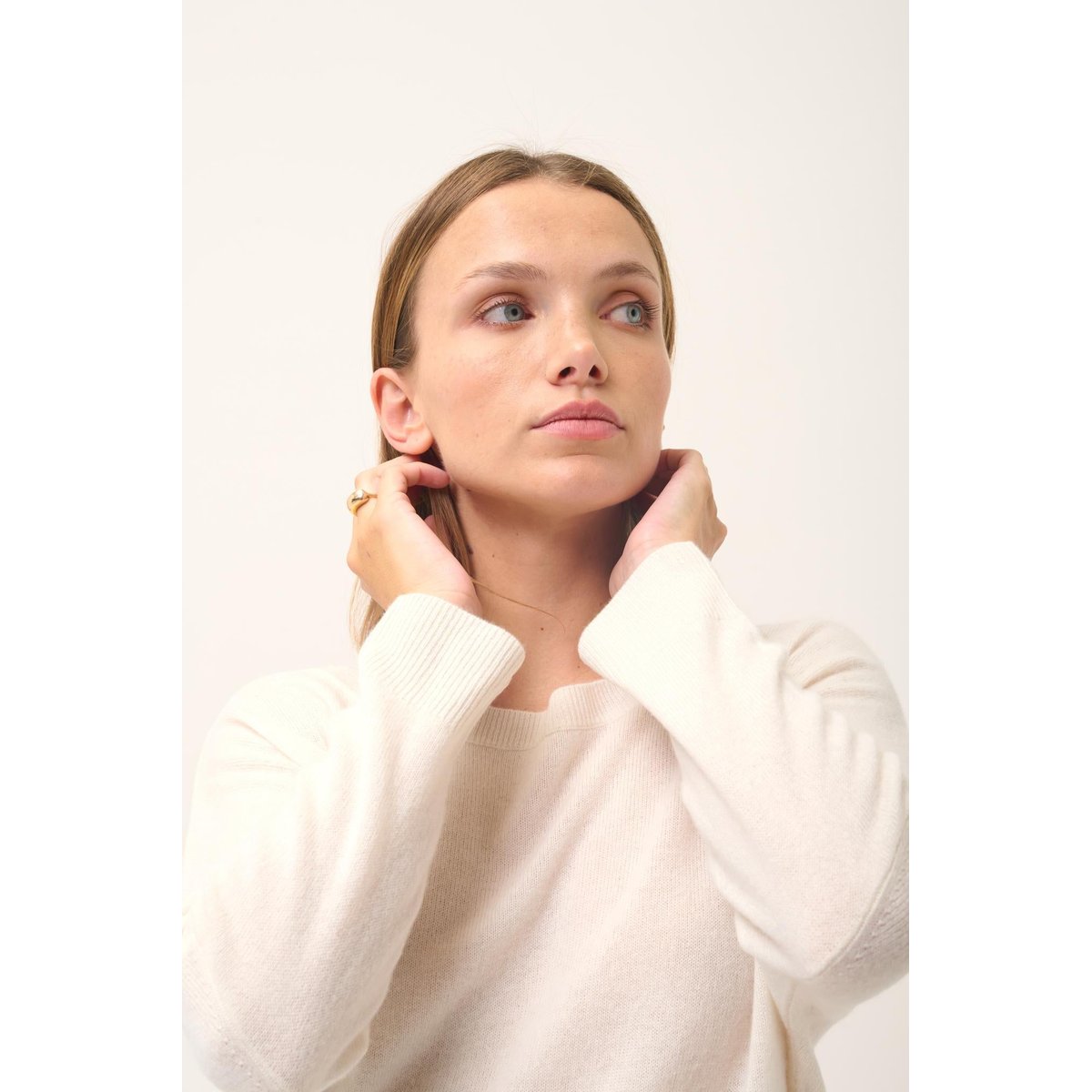 Pull Chauve Souris Ivoire Rebecca blanc, JUST CASHMERE