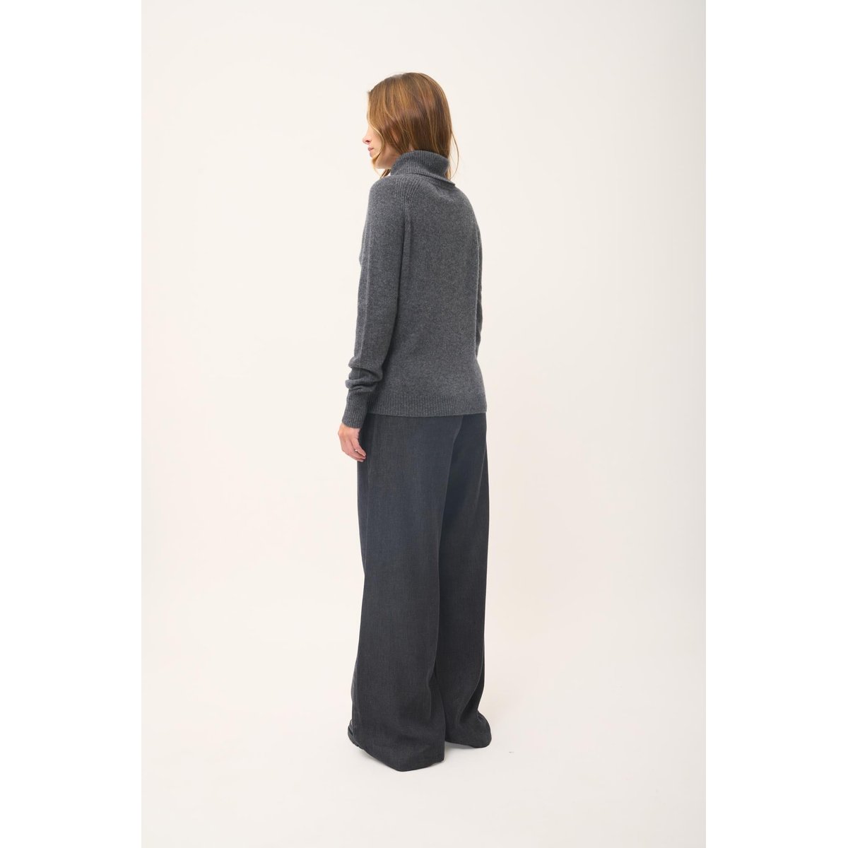 Pull Col Roulé Anthracite Chiné Lilly gris anthracite chiné, JUST CASHMERE