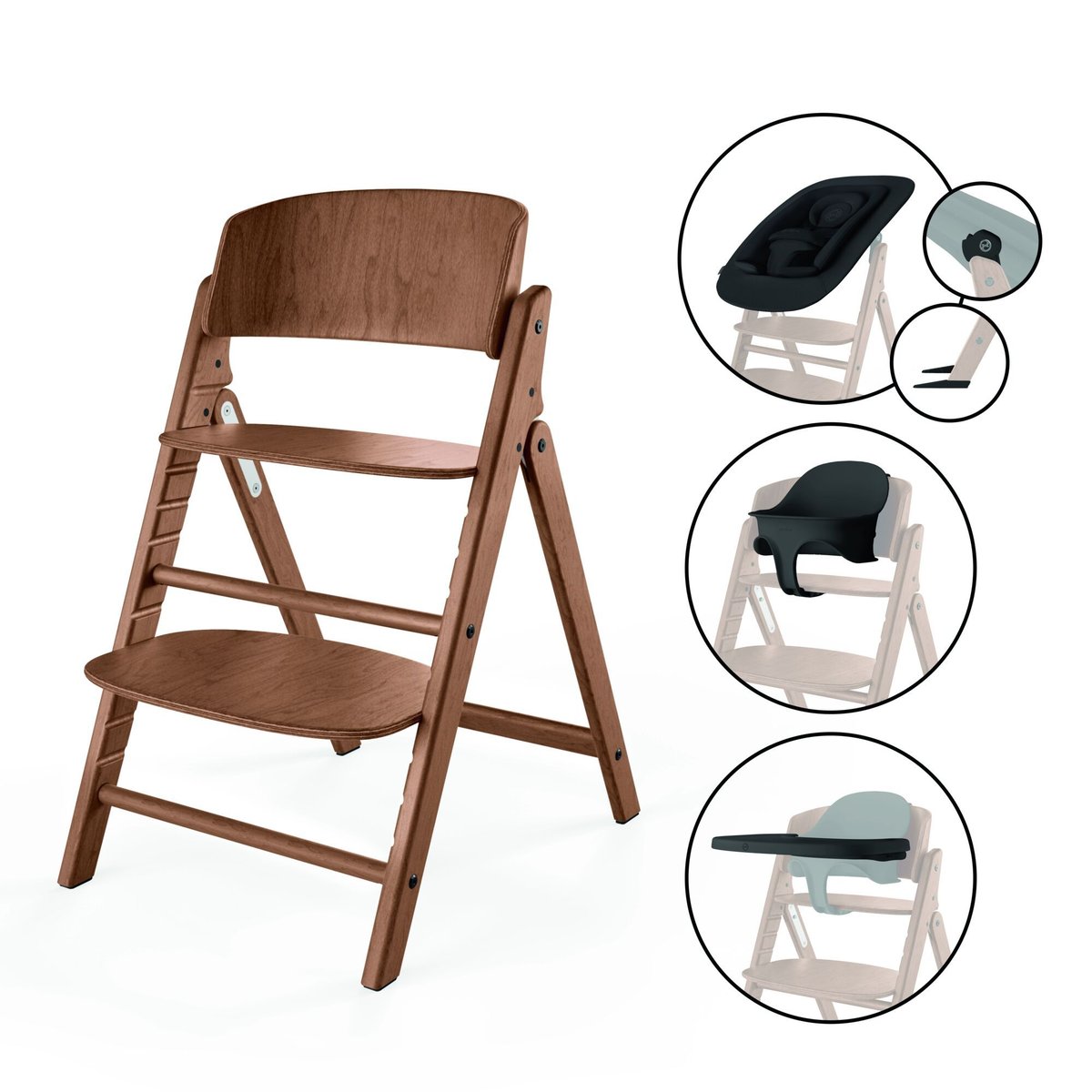 Chaise haute pliante Click & Fold 4-en-1 all natural dark, CYBEX