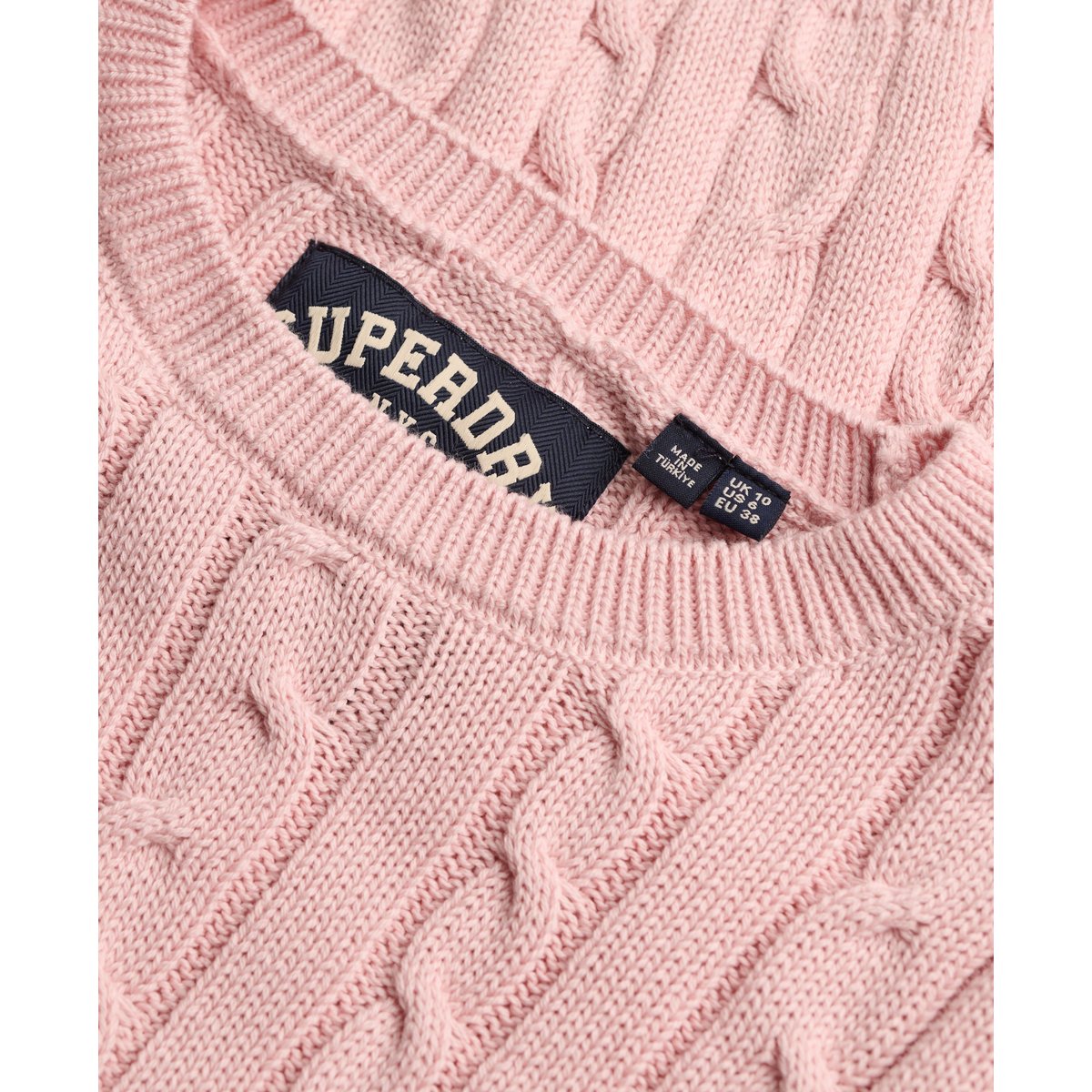 Pull en maille torsadée Essentials SD&CO rose pâle, SUPERDRY