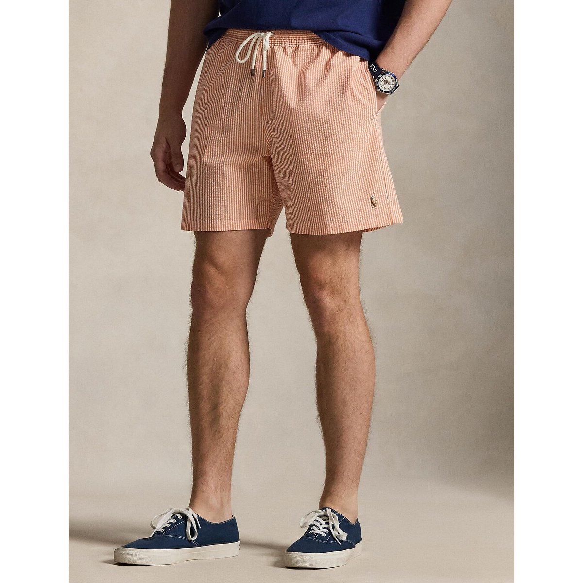 Short de bain Traveler classique 14,6 cm rayé pêche, POLO RALPH LAUREN