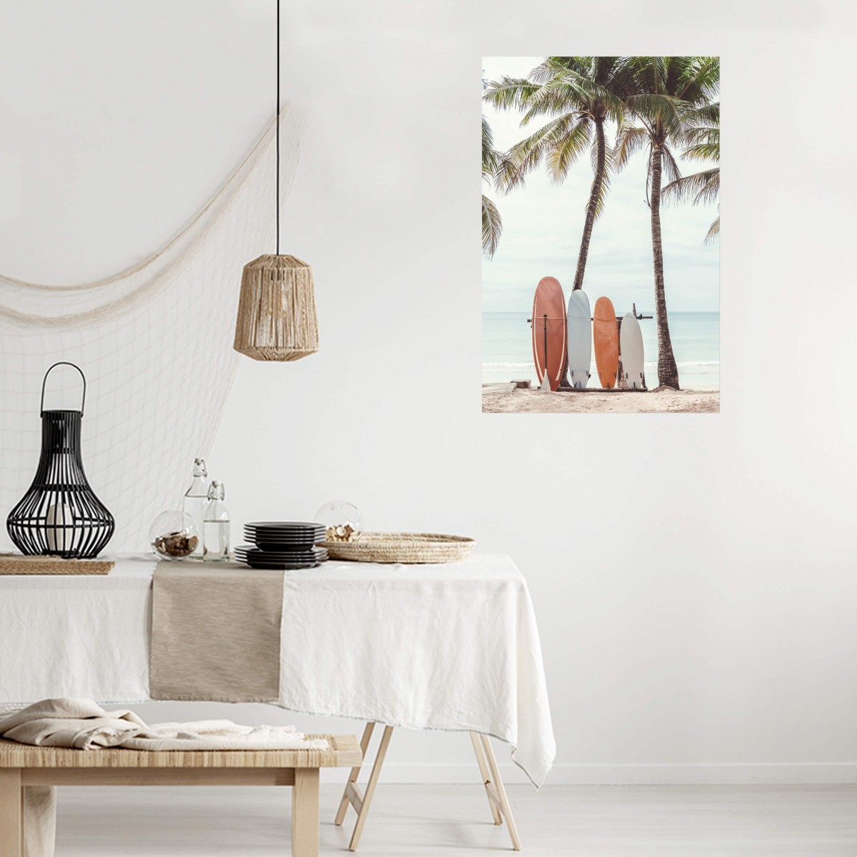 Tableau Mural Surfs & Palmiers PLAGE tableau en verre synthétique, CEANOTHE