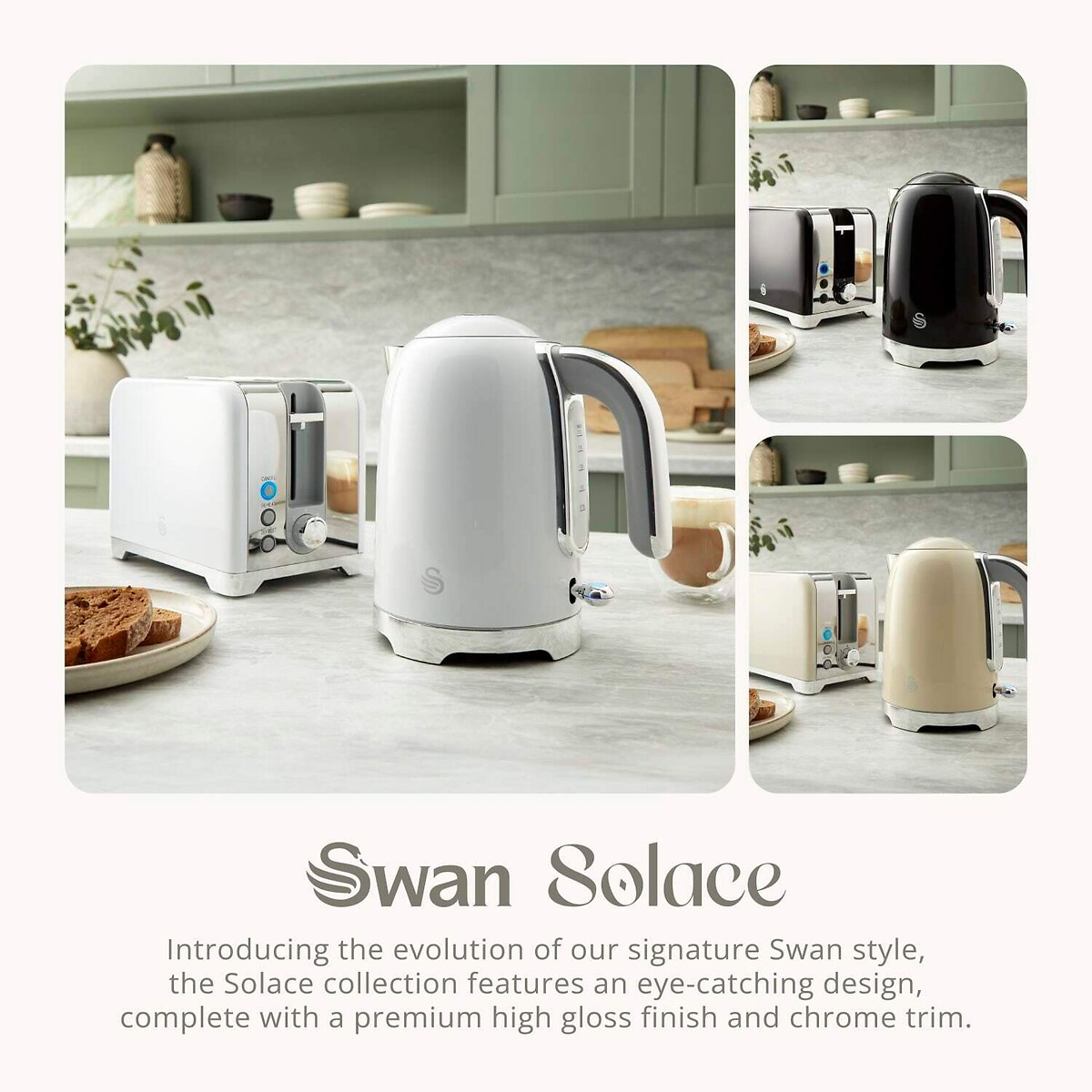 Solace 1.7L Stainless Steel Jug Kettle white, SWAN