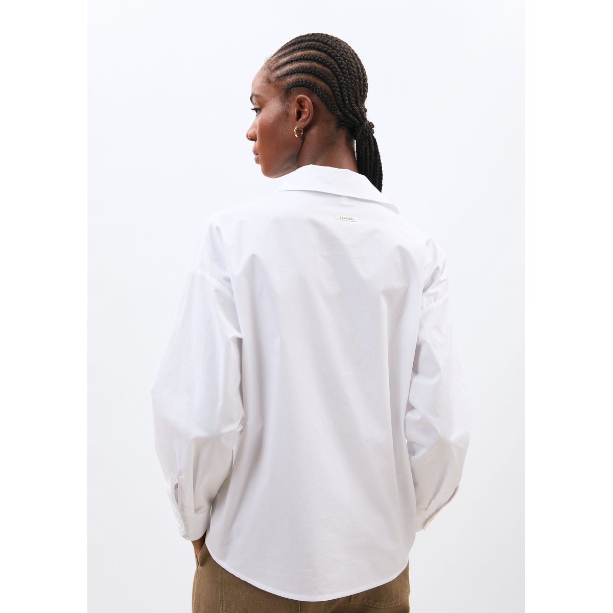 Chemise manches longues en popeline de coton blanc, HUMILITY