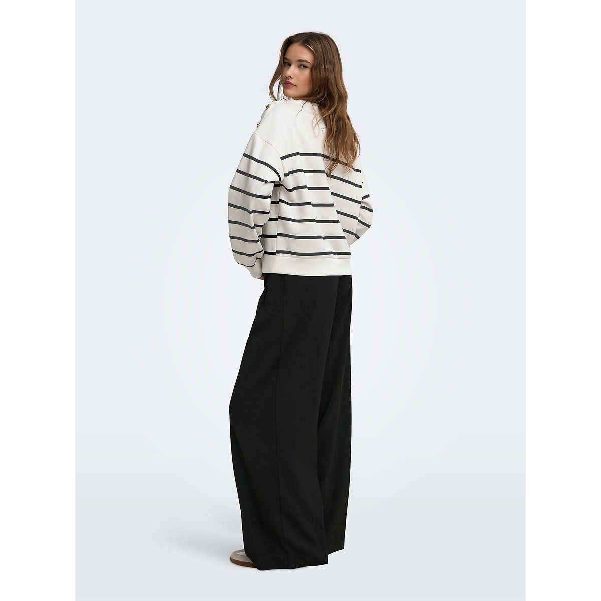Breton Striped Jumper with Shoulder Buttons navy striped, ONLY