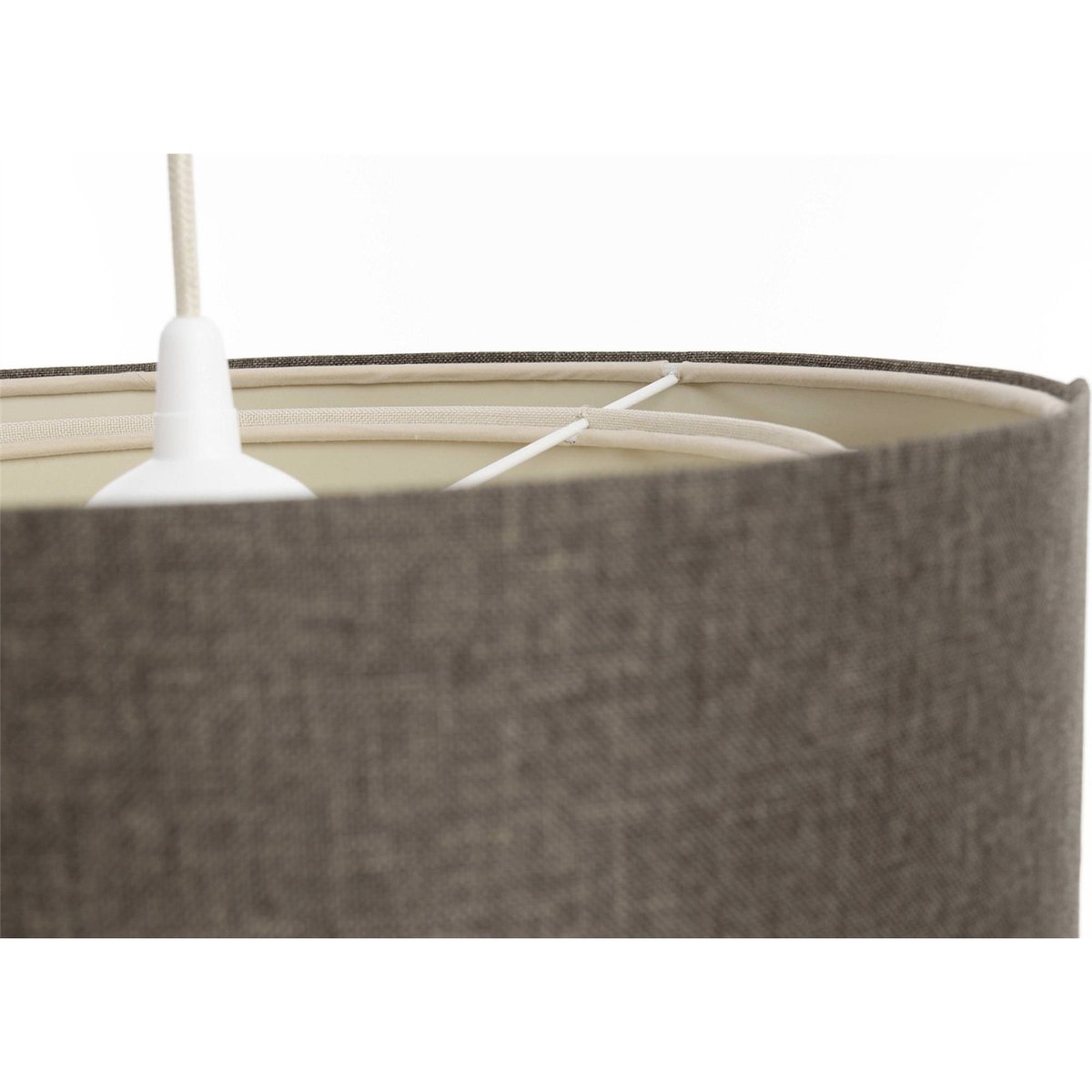 Suspension en tissu et rotin ronde Boho Elegant beige crème et rotin naturel, BPS KONCEPT