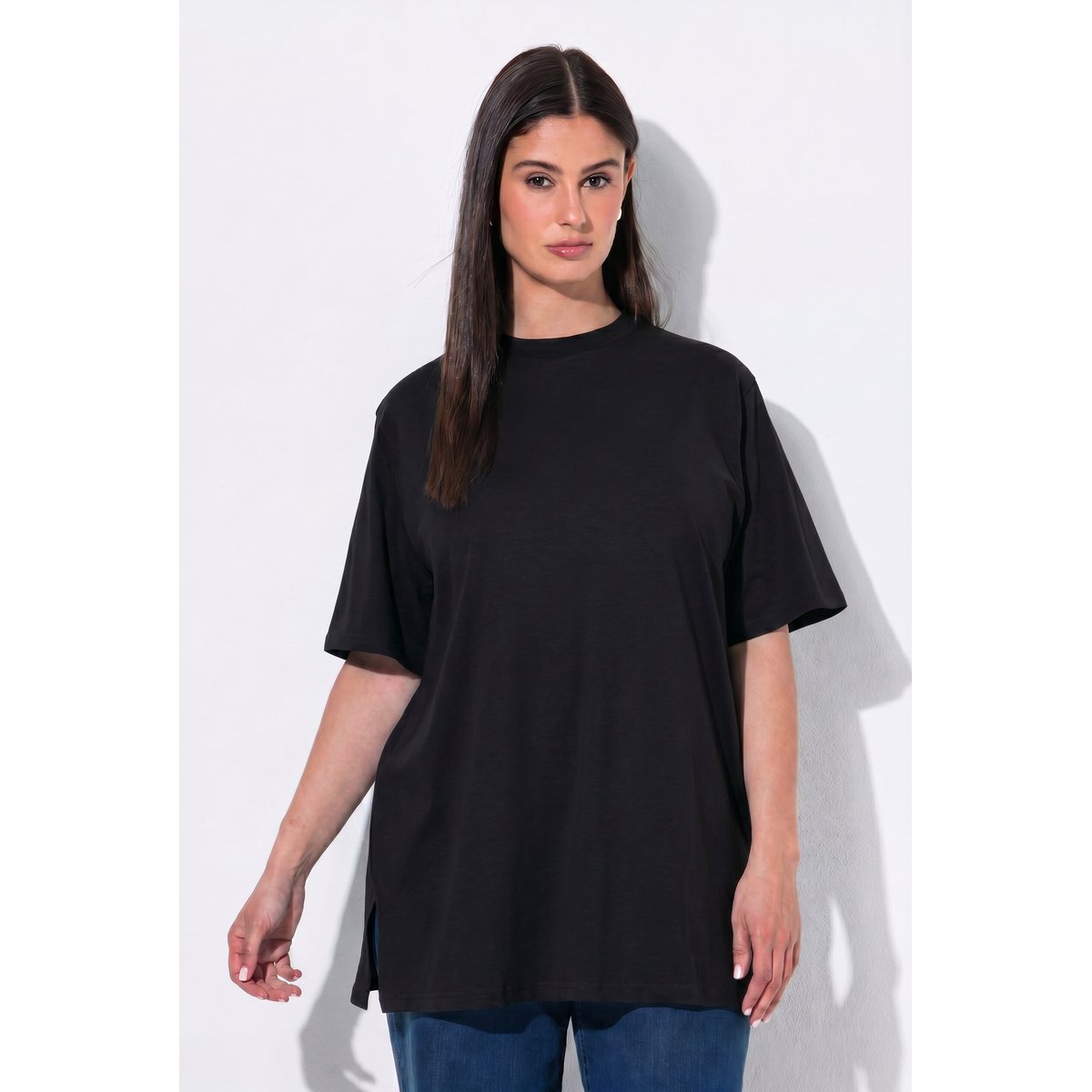T-shirt col montant, manches courtes noir, ULLA POPKEN