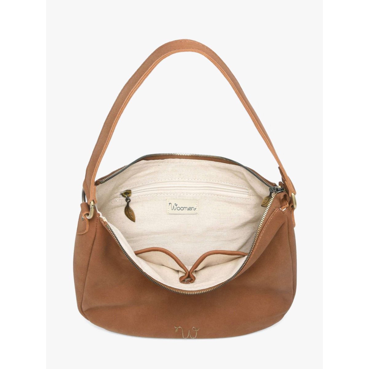Sac porté épaule Verveine polyurethane camel, WOOMEN