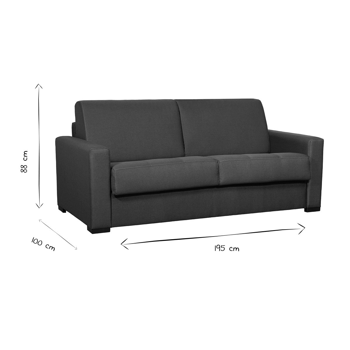 Canapé scandinave convertible avec matelas 18 cm GRAHAM gris clair, MILIBOO