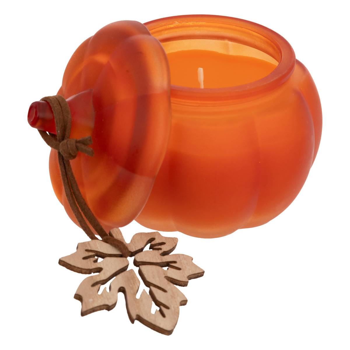 Bougie parfumée pot en verre citrouille orange, ATMOSPHERA