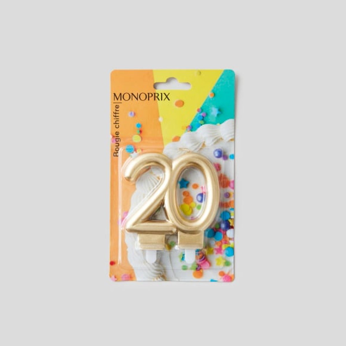 Bougie chiffre n°20 couleur unique, MONOPRIX MAISON