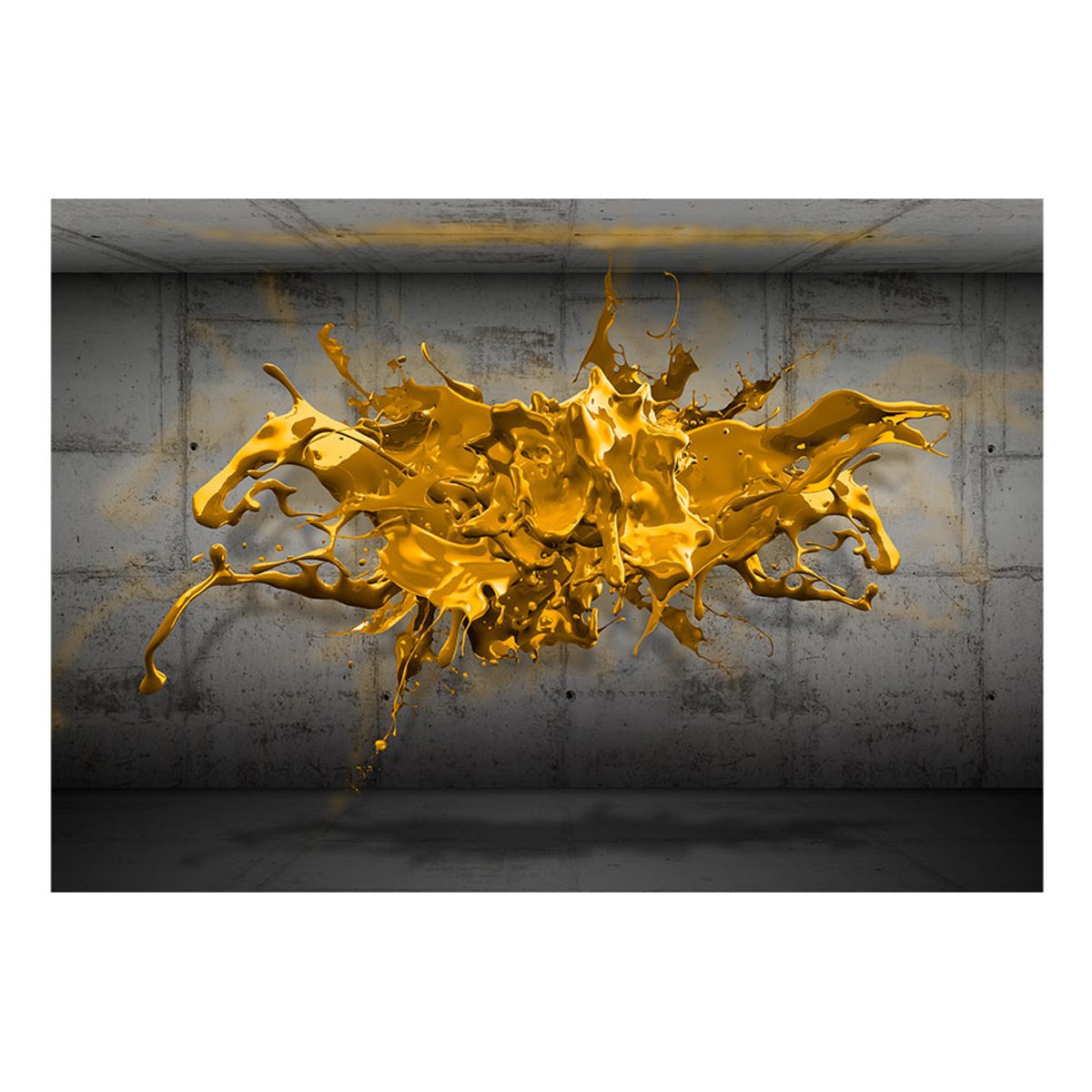 Papier peint intissé panoramique Abstractions Yellow Splash noir, EDEN