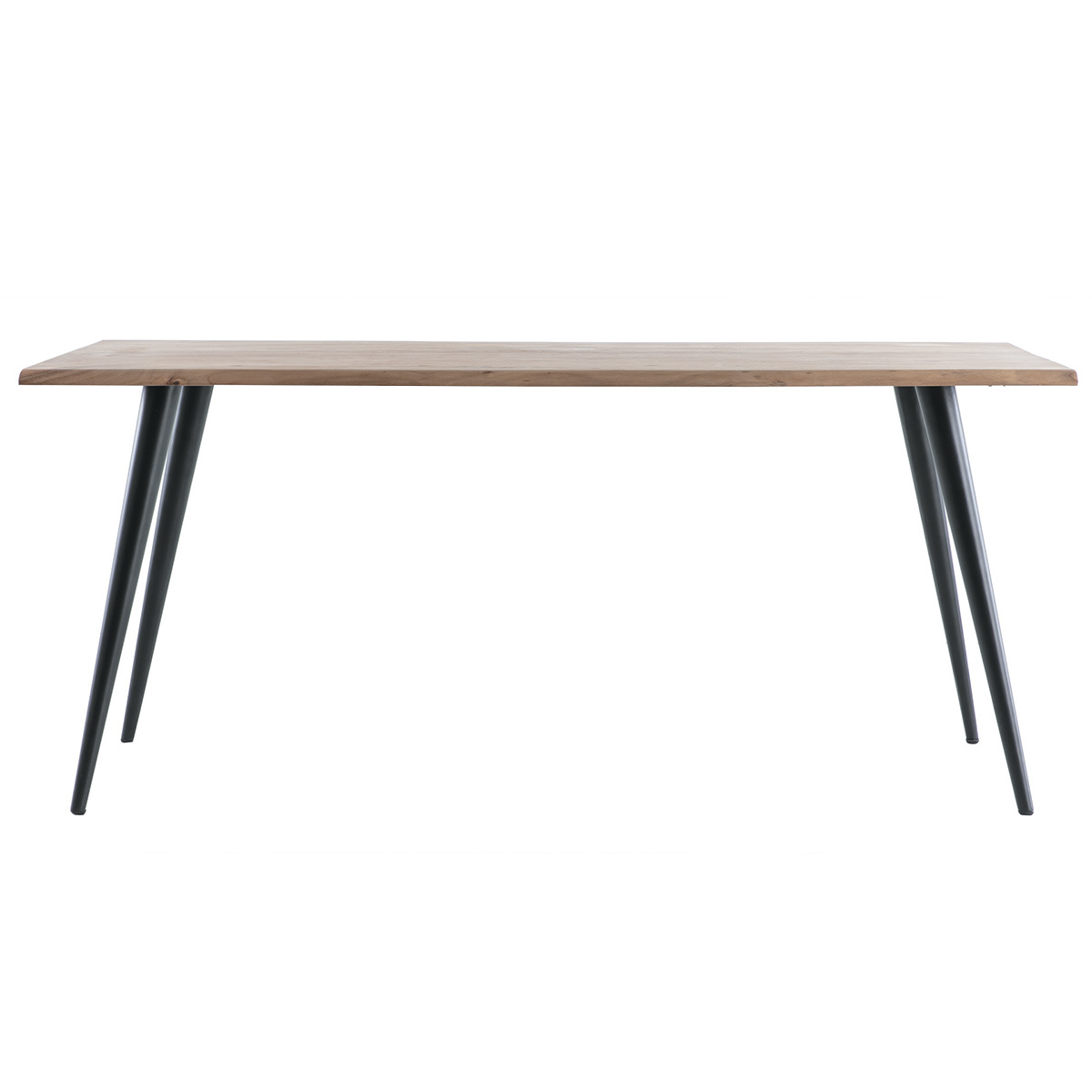 Table à manger rectangulaire industrielle en bois massif et métal noir L175 cm EDGE bois clair / noir, MILIBOO