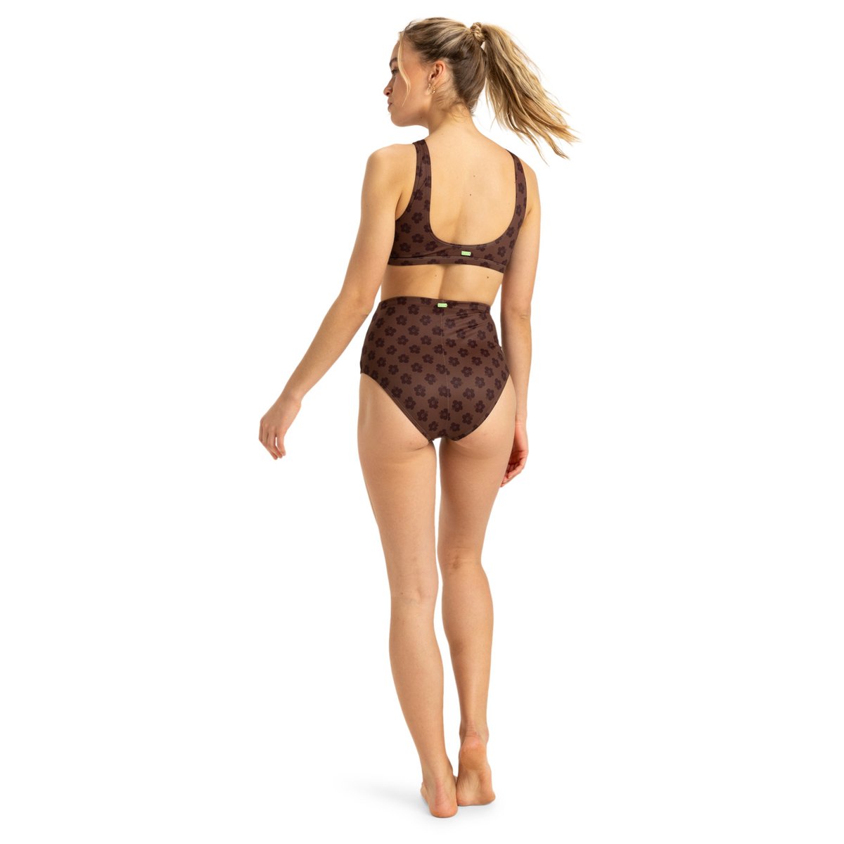 Haut de maillot de bain Crop top. marron chocolate plum polkabiscus, ROXY
