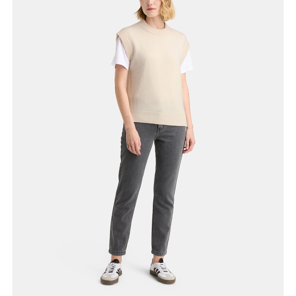 Pull solal sans manches laine et cachemire féminin écru, GALERIES LAFAYETTE