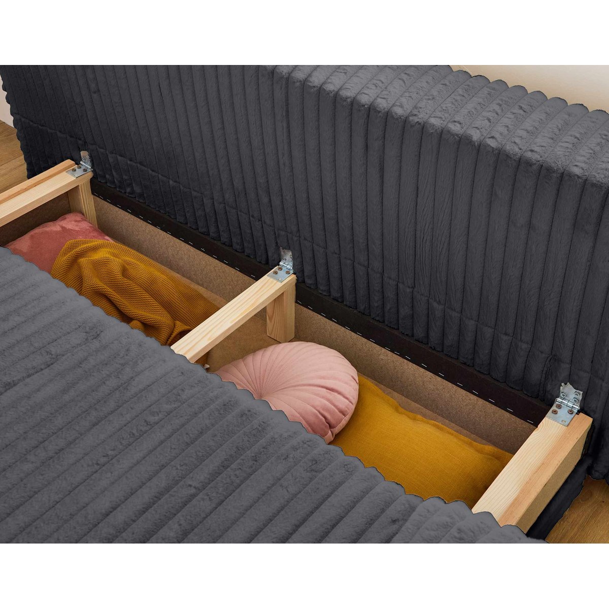 Canapé Convertible 3 places - CRISTAL gris anthracite, BEST MOBILIER