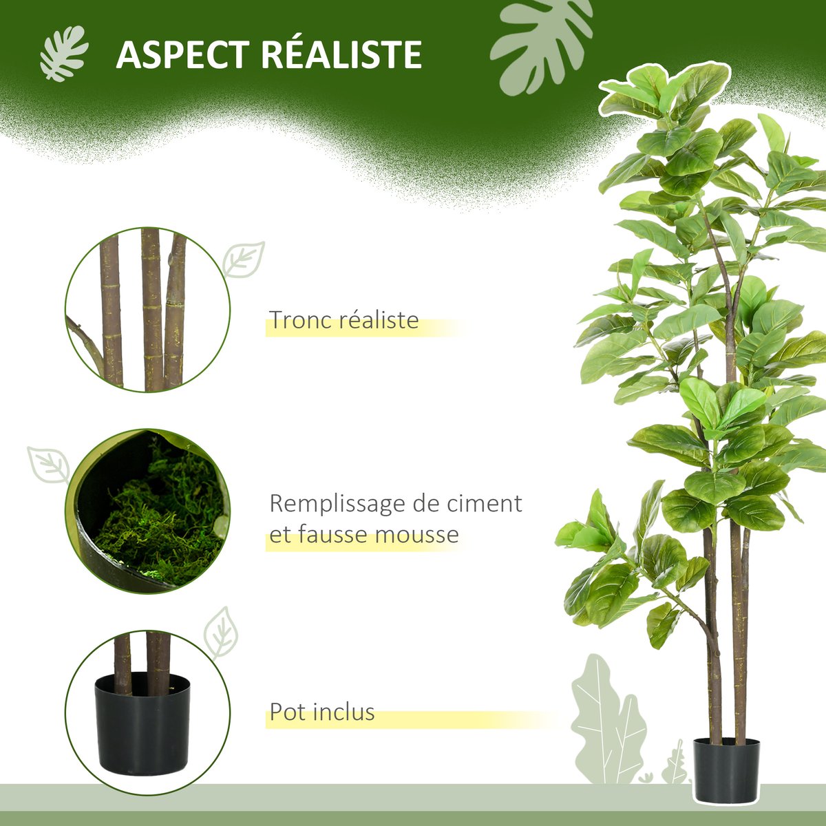 Plantes artificielles Plastique Vert vert, HOMCOM