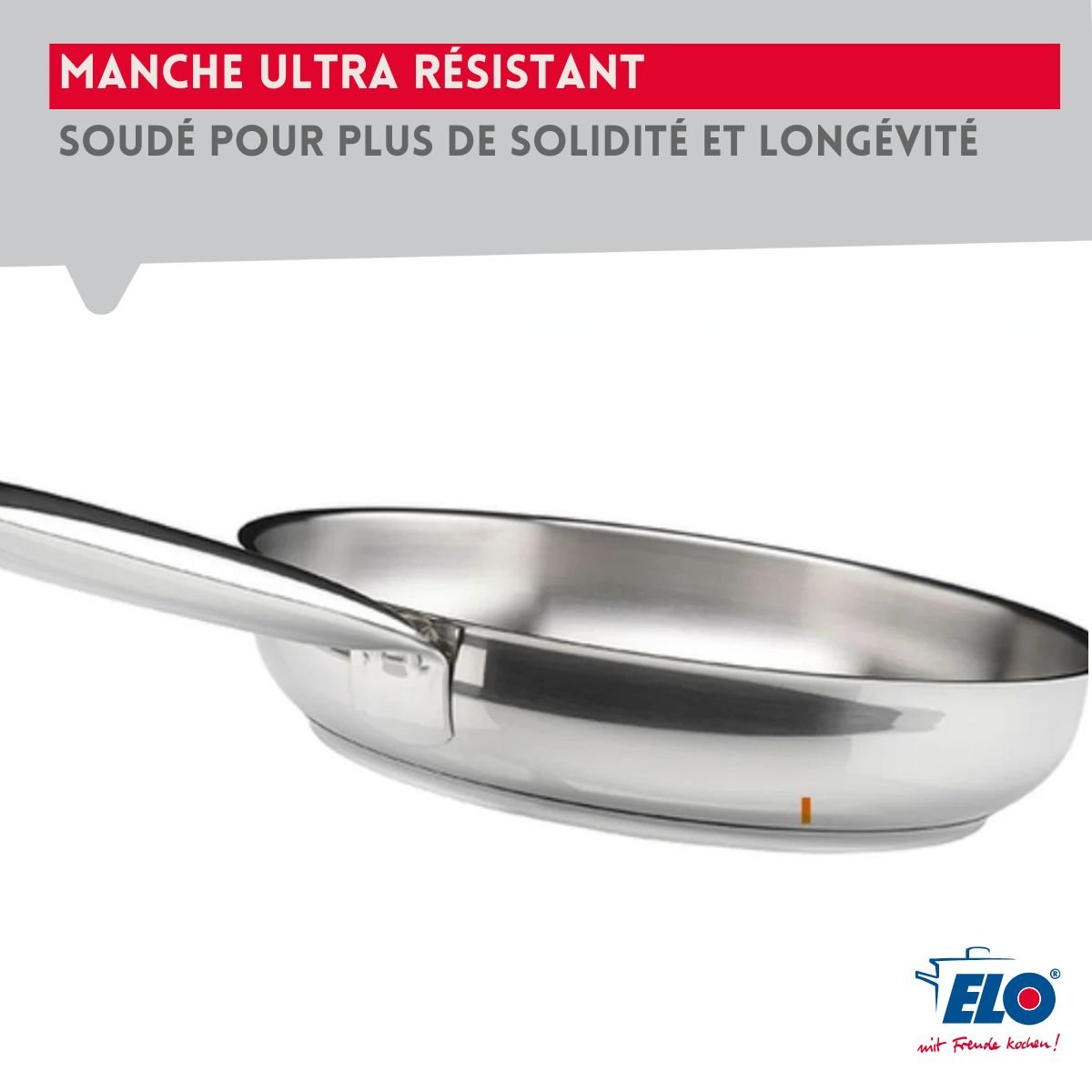 Batterie 1 poêle 28cm + 3 faitouts 12/16/24cm PROFI BRILLANT inox, ELO