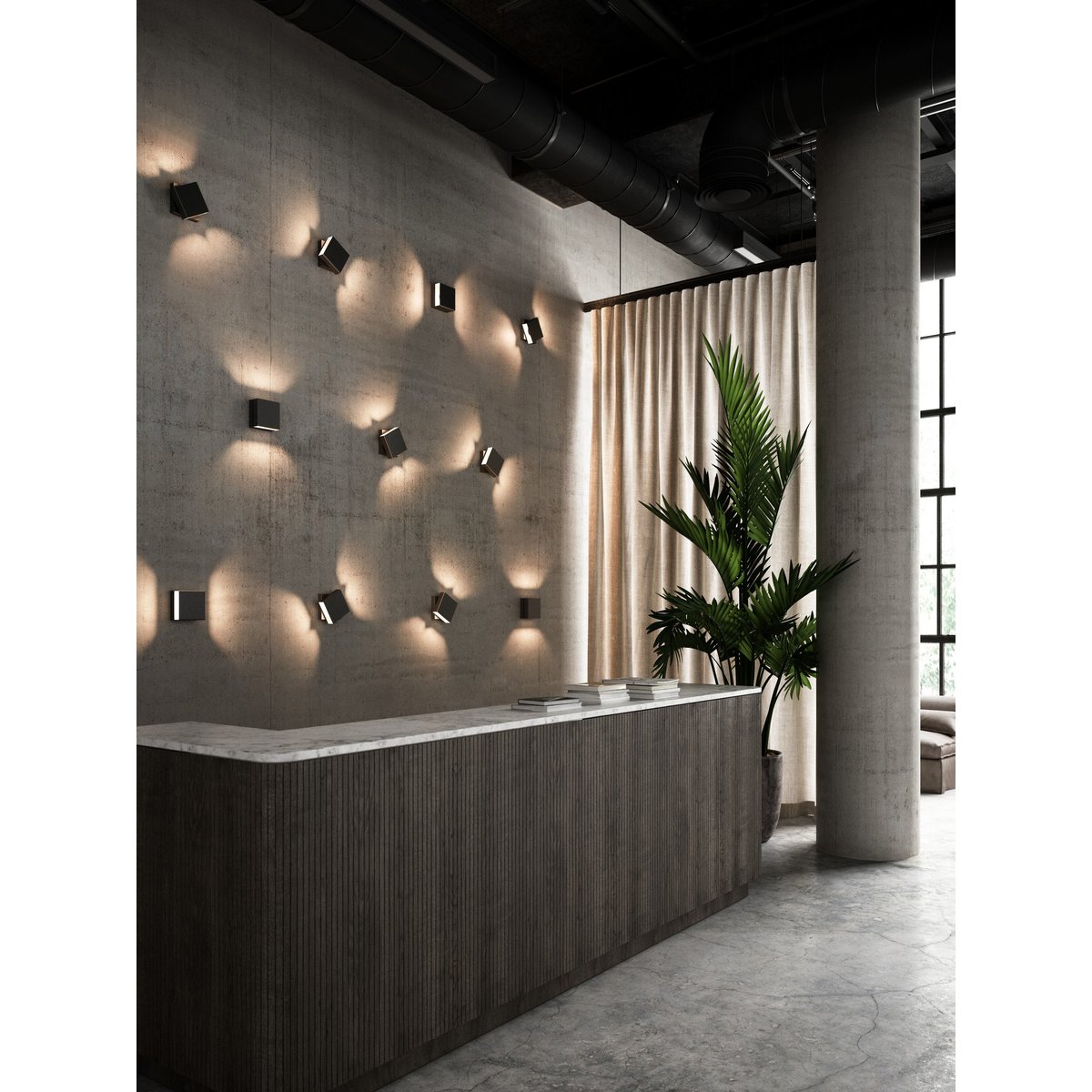 Applique murale extérieure carré en aluminium, TURN noir, NORDLUX